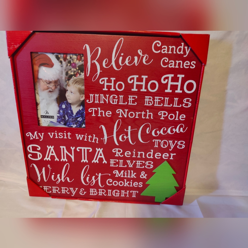 Malden Red Holiday Frame with Green Tree Accent